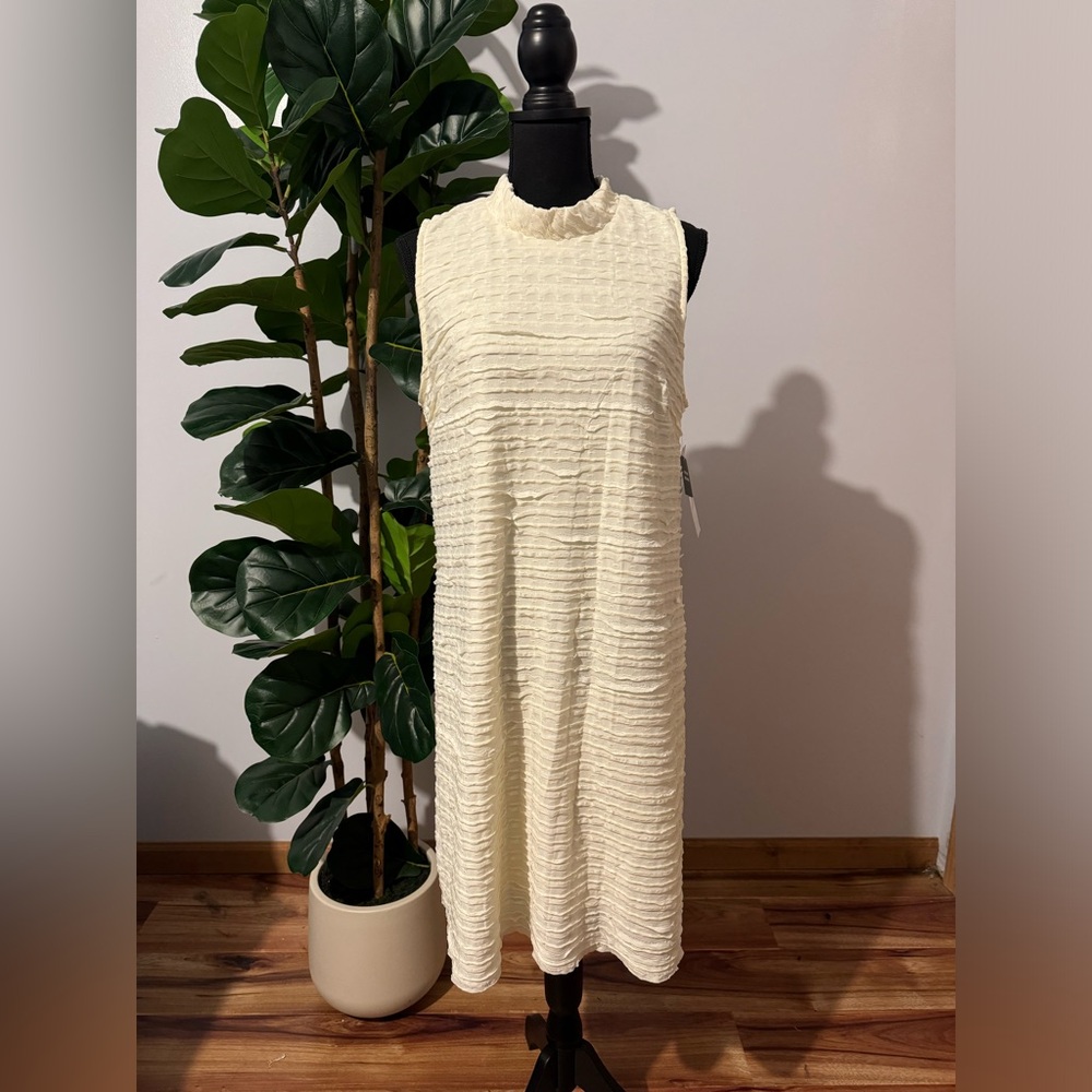 Robbie Bee Textured Cream Midi Dress